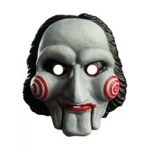 Detailreiche Jigsaw-Maske für Erwachsene aus Kunststoff - Thema: Horrorfilm - Silber/Grau - Größe Einheitsgröße