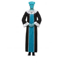 Alien-Kostüm für Erwachsene Halloween schwarz-blau-silber - Thema: Gruseliger Fasching - Blau - Größe XL