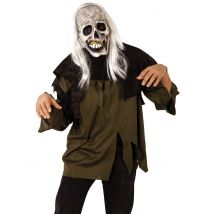 Zombie-Maske mit Haaren Halloween grau-weiss - Thema: Zombies - Silber/Grau - Größe Einheitsgröße