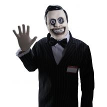 Höllische Verkäufer-Maske für Herren Halloweenmaske schwarz-weiss - Thema: Werwölfe + Monster - Weiß - Größe M / L