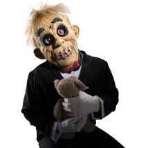 Puppen-Maske für Erwachsene Halloween-Maske beige-schwarz - Thema: Puppen - Schwarz - Größe M / L