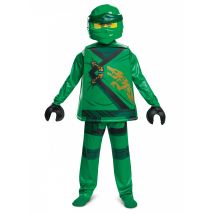 Hochwertiges Lloyd-Kostüm Lego Ninjago für Kinder grün-schwarz-goldfarben - Thema: Ninjas - Grün - Größe 140/152 (10-12 Jahre)