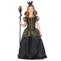 Schwarze Königin Kostüm für Mädchen schwarz-goldfarben - Thema: Mittelalter - Schwarz - Größe 134/140 (10-12 Jahre)