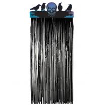 Tür-Vorhang Boneshine Fever Halloween-Partydeko schwarz-blau 2,30x1m - Thema: Skelette + Sensenmänner - Blau - Größe Einheitsgröße