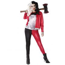 Modernes Harlekin-Kostüm für Damen 3-teilig schwarz-rot