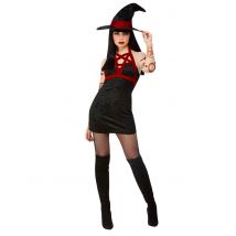 Satanistisches Hexenkostüm für Damen rot-schwarz-beige - Thema: Hexen + Magier - Schwarz - Größe S