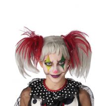 Phosphoreszierende Clowns-Perücke für Kinder rot-weiß - Thema: Horrorclowns + Harlekins - Bunt - Größe Einheitsgröße