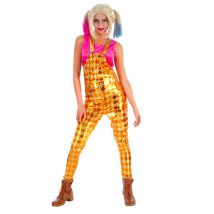 Harlekin-Latzhose Film-Kostüm Halloween gelb-gold - Thema: Harley Quinn - Gelb/Blond - Größe S