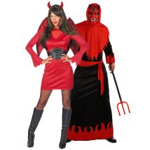 Teufel-Paarkostüm Böses Päärchen Halloween rot-schwarz - Thema: Teufel + Dämonen - Schwarz - Größe Einheitsgröße