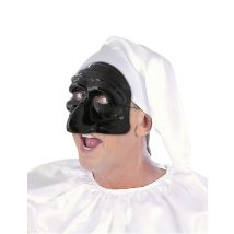 Marionetten Halbmaske Pulcinella für Erwachsene schwarz