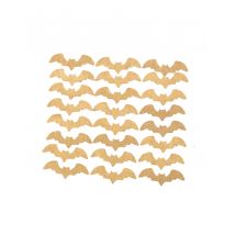 Fledermaus Konfetti Tischdekoration aus Holz 24 Stück gold 4 cm - Thema: Vampire und Fledermäuse - Gold