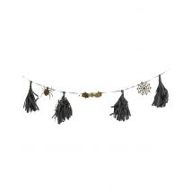 Girlande Halloween Raumdeko schwarz-gold 2 m - Thema: Spinnen - Schwarz