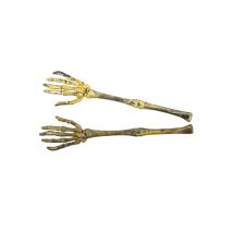 Skelettarme Dekoration Halloween altgold 2 Stück 31 cm - Thema: Skelette + Sensenmänner - Gold