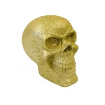 Totenkopf Schädel Harz gold-glitzer 13 cm - Thema: Skelette + Sensenmänner - Gold