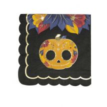 Kürbis Papierservietten Dia de los Muertos 16 Stück 33 x 33 - Thema: Kürbisse - Bunt