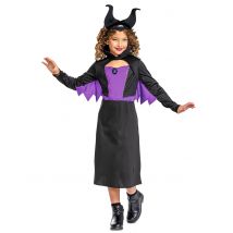 Maleficent Kostüm für Mädchen lila-schwarz - Thema: Gruseliger Fasching - Schwarz - Größe 122/134 (7-8 Jahre)