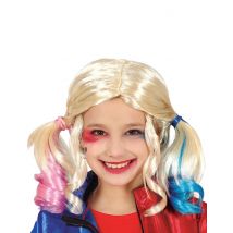Harlekin-Perücke für Kinder blond-pink-blau - Thema: Superhelden - Gelb/Blond - Größe Einheitsgröße