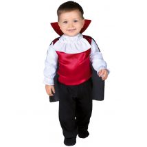 Süsses Vampir-Kostüm für Babys rot-schwarz-weiss - Thema: Vampire und Fledermäuse - Schwarz - Größe 86/92 (18-24 Monate)