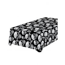 Totenkopf Tischdeko 274 x 137cm - Thema: Skelette + Sensenmänner - Schwarz