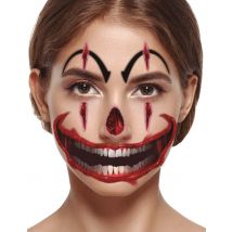 Böser Clown Tattoo selbstklebend - Thema: Horrorclowns + Harlekins - Rot/Rotbraun - Größe Einheitsgröße