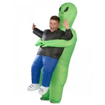 Alien Huckepack Kostüm für Kinder grün - Thema: Gruseliger Fasching - Blau - Größe Einheitsgröße