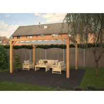 Douglas Pergola met harmonicadoek 404x394 Arctic White