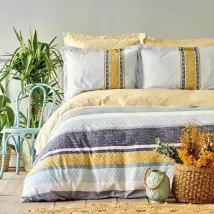 Karaca Home Maddy Hellblau 100% Baumwolle Doppel Bettbezug Set