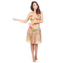 Hawaii Rock Bastrock mit Blüten bunt 46cm - Thema: Sommerparty - Bunt