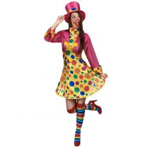 Süsse Clown-Frau Damenkostüm Zirkus gelb-pink-bunt - Thema: Fasching und Karneval - Bunt - Größe S