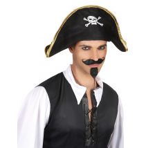 Piratenkapitänshut Seeräuber Kopfbedeckung schwarz - Thema: Fasching und Karneval