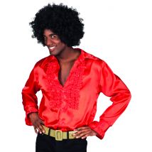 Disco-Erwachsenenhemd 70er-Jahre-Männerhemd rot - Thema: Fasching und Karneval - Größe XXL (58/60)