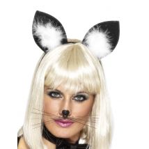 Katzenohren Haarreif schwarz-weiss - Thema: Junggesellenabschied