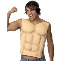 Muskulöse Herkulesbrust Muskelshirt für Herren beige - Thema: Junggesellenabschied