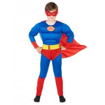 Superhelden-Kostüm für Kinder rot-blau - Thema: Fasching und Karneval - Größe 110-122 (4-6 Jahre)