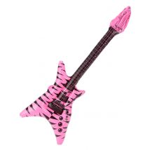 Aufblasbare Rockgitarre für Erwachsene schwarz-pink - Thema: Fasching und Karneval - Leuchtend/Neon