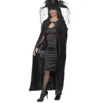 Luxus Hexen Cape Umhang schwarz - Thema: Halloween - Schwarz