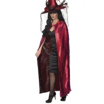 Luxus Hexen Wende Cape Umhang schwarz-rot - Thema: Halloween - Schwarz