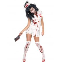 Zombie-Krankenschwester-Damenkostüm Halloween weiss-rot - Thema: Halloween - Weiß - Größe S