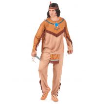 Indianer Kostüm Wilder Westen hellbraun-blau - Thema: Fasching und Karneval - Braun - Größe XL