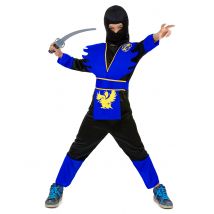 Ninja Kinderkostüm Krieger schwarz-blau - Thema: Fasching und Karneval - Blau - Größe 110-122 (4-6 Jahre)