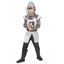 Mittelalter Kreuzritterkostüm für Kinder weiss-schwarz-silber - Thema: Fasching und Karneval - Silber/Grau - Größe 134/140 (10-12 Jahre)
