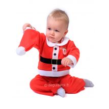 Weihnachtsmann-Babykostüm Weihnachtskostüm für Babys rot-weiss-schwarz - Thema: Weihnachten und Winter - Größe 80/86 (12 Monate)