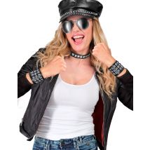 Nietenarmband 3-reihig schwarz-silber - Thema: Fasching und Karneval