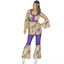 70er Hippiekostüm für Damen lila-bunt - Thema: Fasching und Karneval - Bunt - Größe 40
