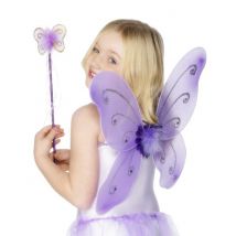 Schmetterlingsflügel mit Zauberstab Accessoire-Set für Kinder lila - Violett/Lila
