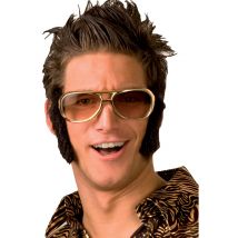 Rock 'n' Roll Brille mit Koteletten Kostüm-Zubehör schwarz-gold - Thema: Fasching und Karneval - Gold