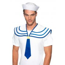 Krawatte und Kragen Seemann weiss-blau - Thema: Fasching und Karneval