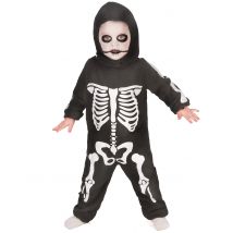 Skelett Kinderkostüm Overall schwarz-weiss - Thema: Halloween - Schwarz - Größe 92/104 (3-4 Jahre)