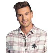 Cowboy-Accessoire-Set Sheriffstern und Halsschmuck schwarz-silber - Thema: Fasching und Karneval - Silber/Grau