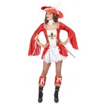 Edles Musketier Damenkostüm Soldatin weiss-rot-gold - Thema: Fasching und Karneval - Größe M/L